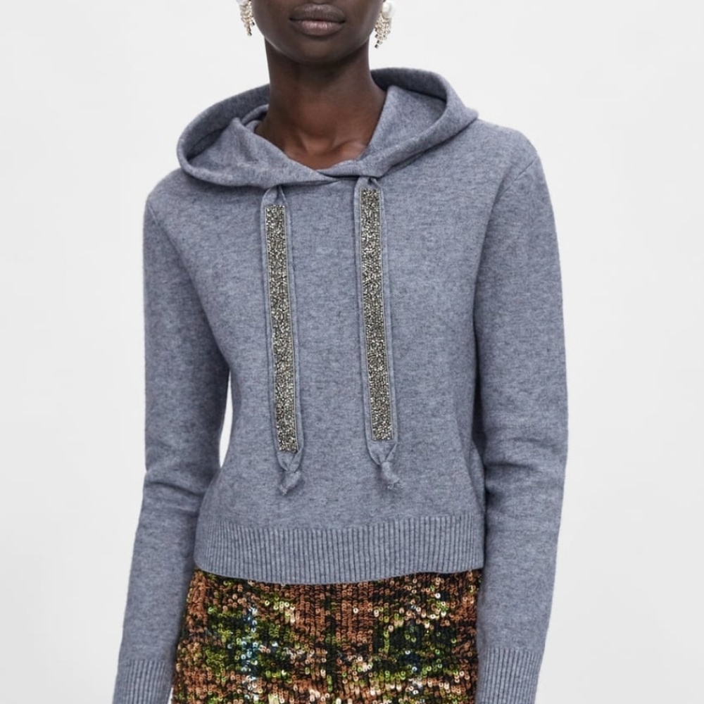 Zara Knit Sweatshirt with Sparkly Stripes